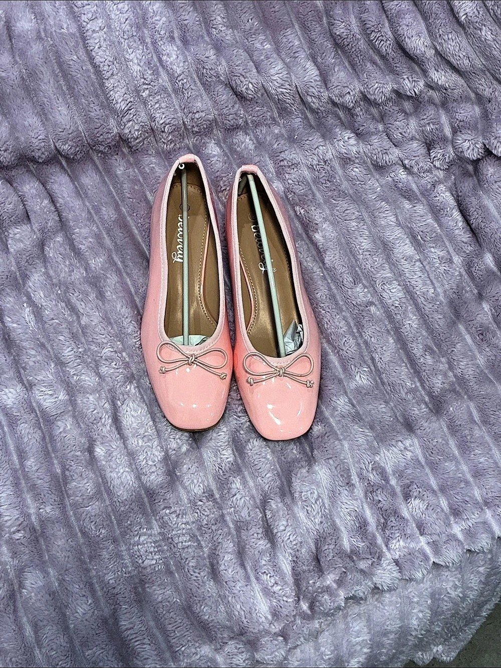 Belovely Women's Coquette Ballet Pumps Pink Bow Heels